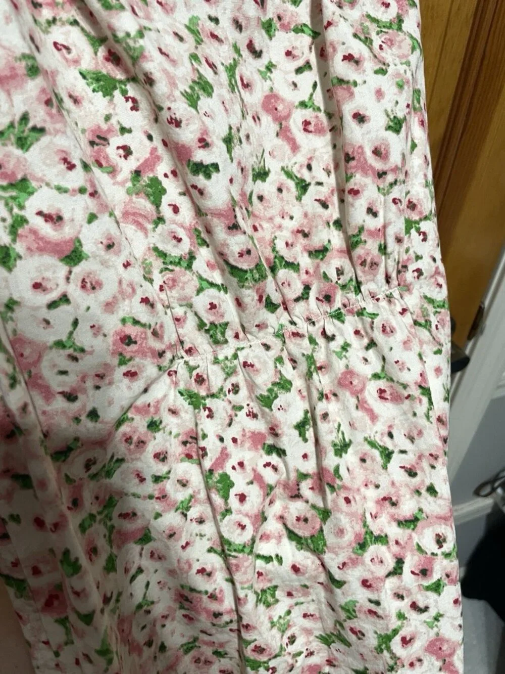Talbots Stretch Floral Sleeveless Top Smocked Back Girly Ruffle Button Front, 4 - Picture 4 of 6
